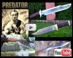 Billy's Predatore Knife Influenced by the Movie Predator, Historical Falcata, & Crocodial Hunter Influenced by Crocodile Dundee Video 
Link Picture